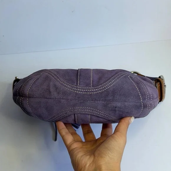 Coach Y2K Mini SoHo Hobo Shoulder Bag in Purple Suede/Brown Leather Accents